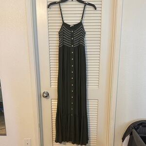 Lovestitch Dark Green Button-Down Maxi Dress
